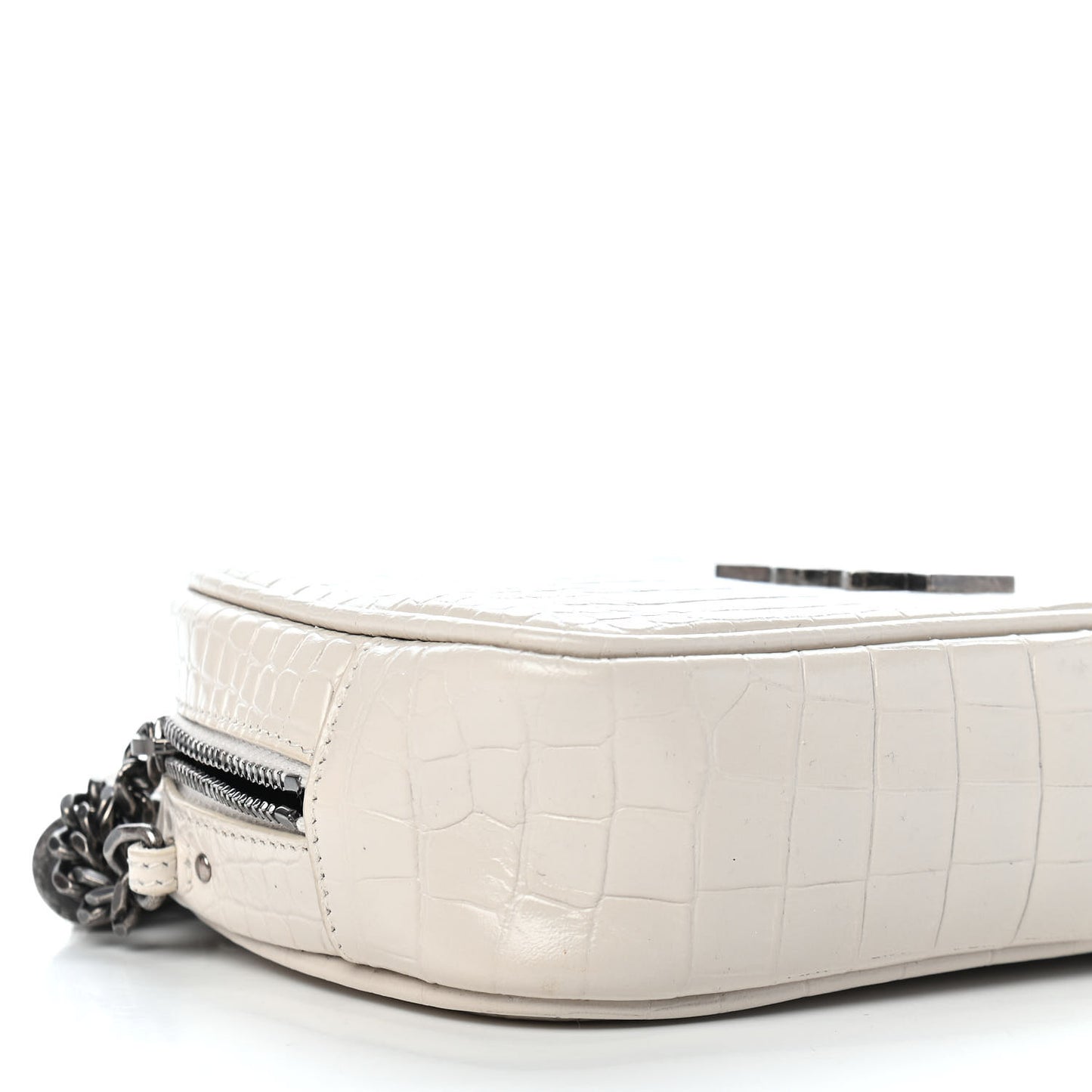 Calfskin Crocodile Embossed Monogram Mini Lou Camera Bag Crema Soft