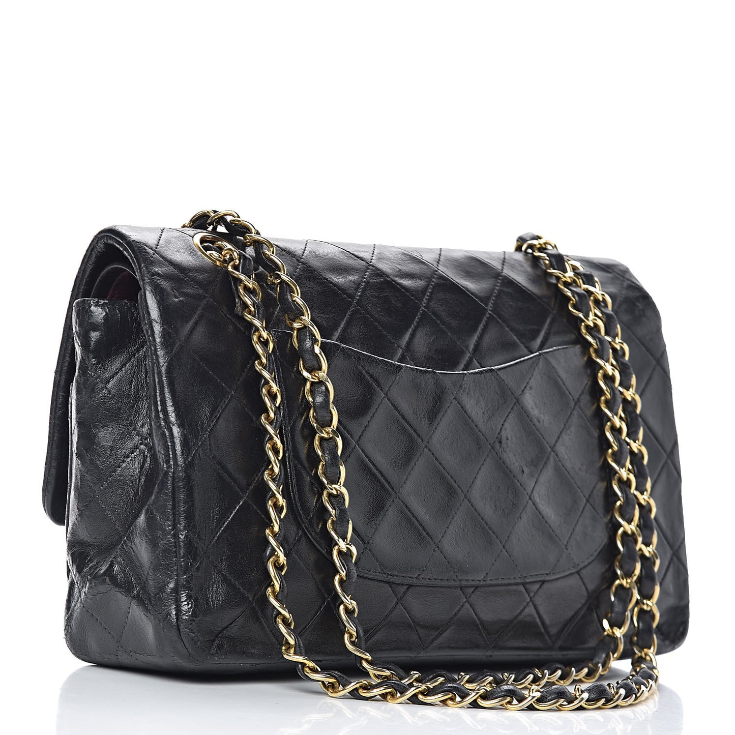 Lambskin Medium Single Flap Black