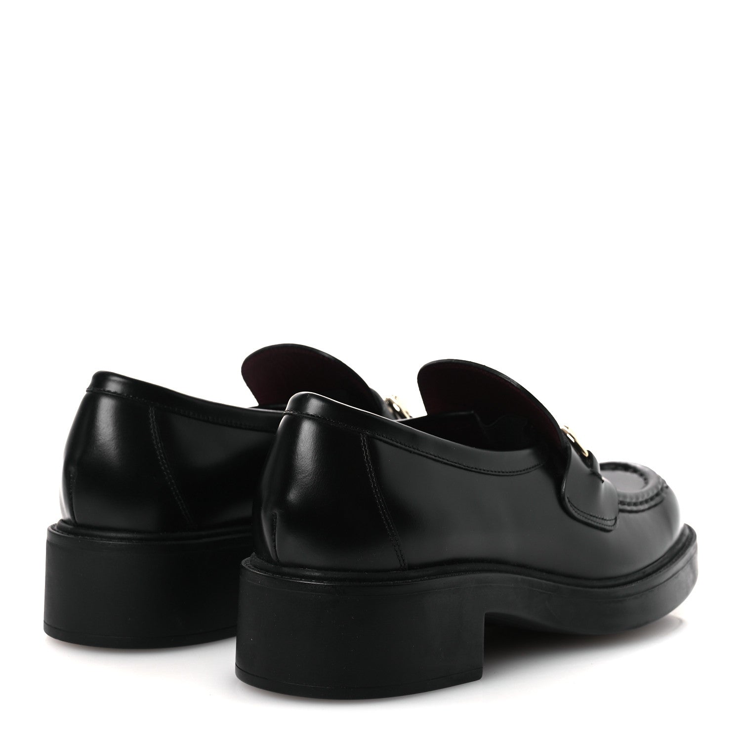 Gucci Calfskin Horsebit Womens Lug Sole Loafers 38.5 Black 5 of 12