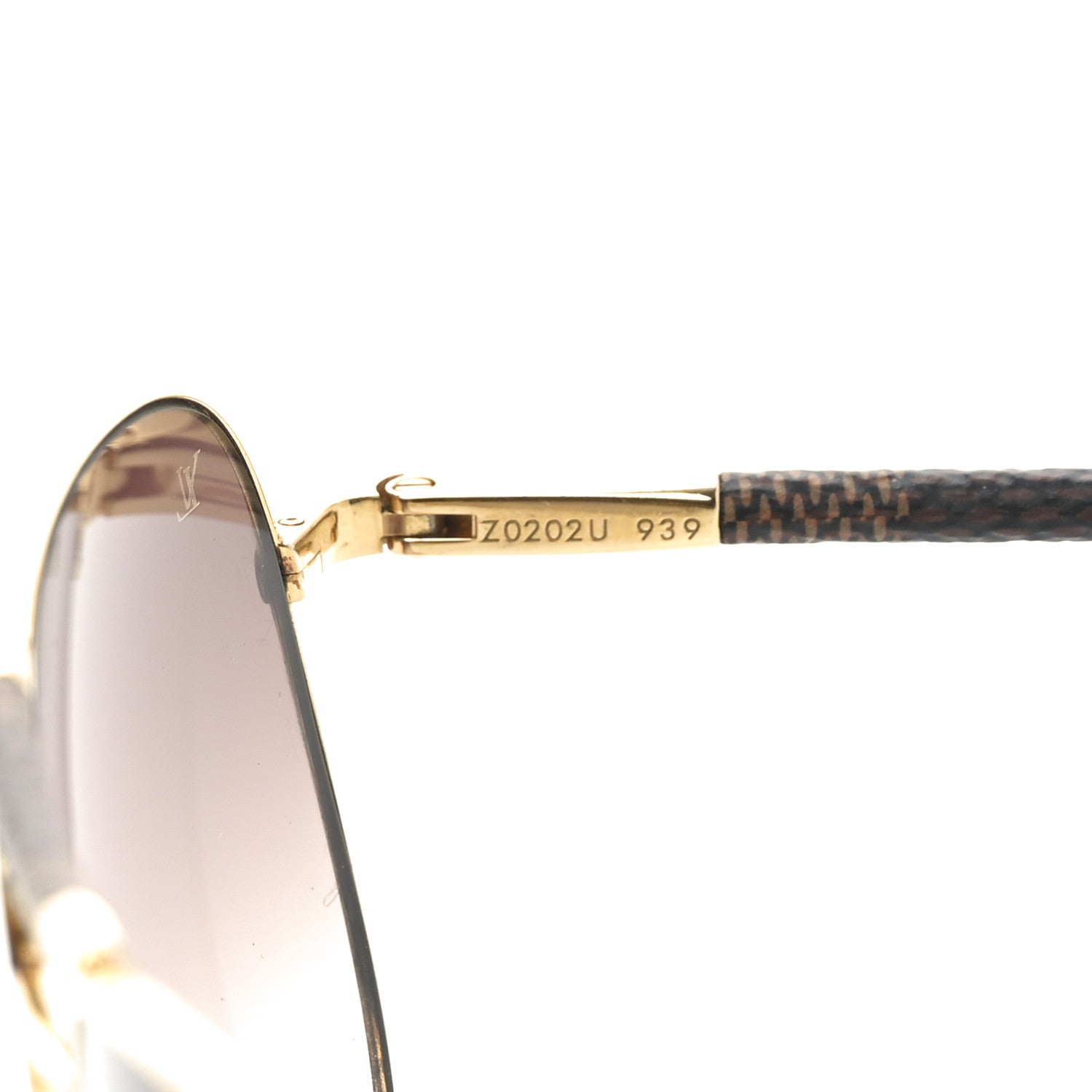 Louis Vuitton Damier Ebene Conspiration Pilote Aviator Sunglasses Z0202U Gold 6 of 8