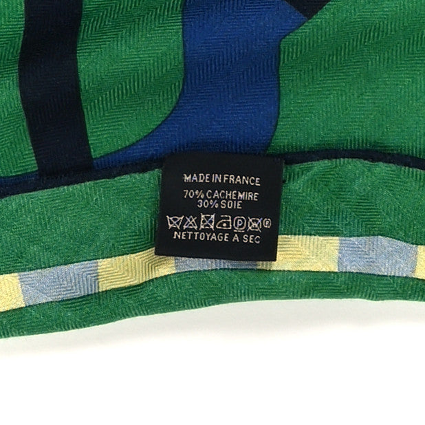 Cashmere Silk Bouclerie Moderne En Casaque Giant Triangle Scarf Vert Emeraude Bleu