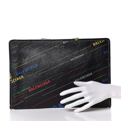 Balenciaga Agneau Arena Logo Multicolor Print Bazar Pouch Black Multicolor 2 of 6