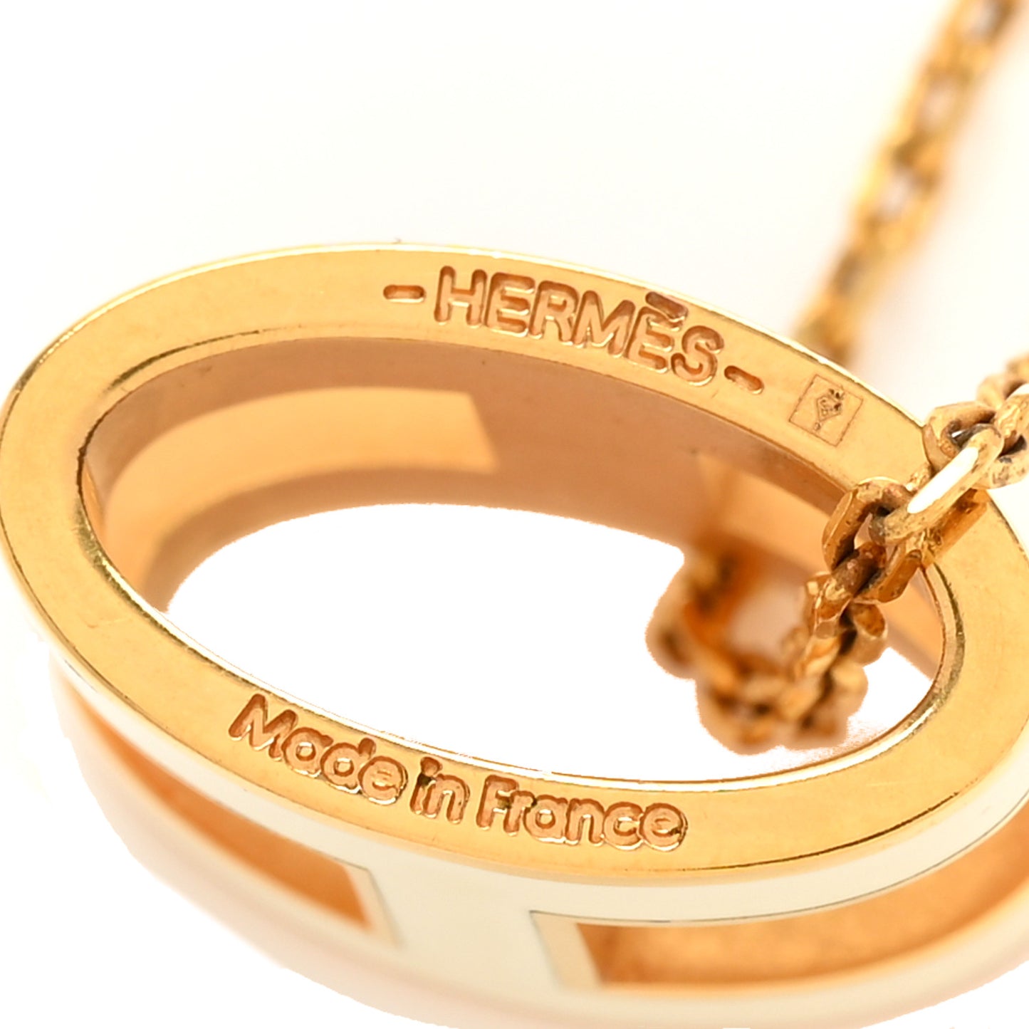 Lacquered Gold Pop H Pendant Necklace White White
