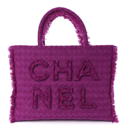 Chanel Wool Tweed Large Zipped Shopping Tote Magenta 1 of 10