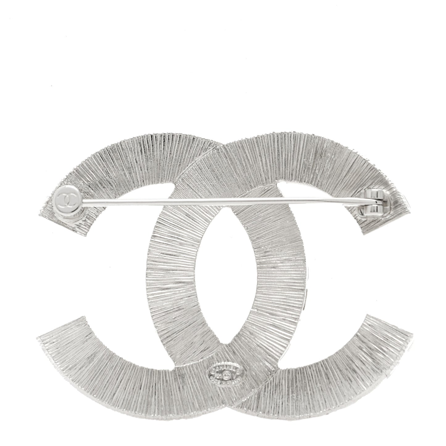 Baguette Crystal CC Brooch Silver