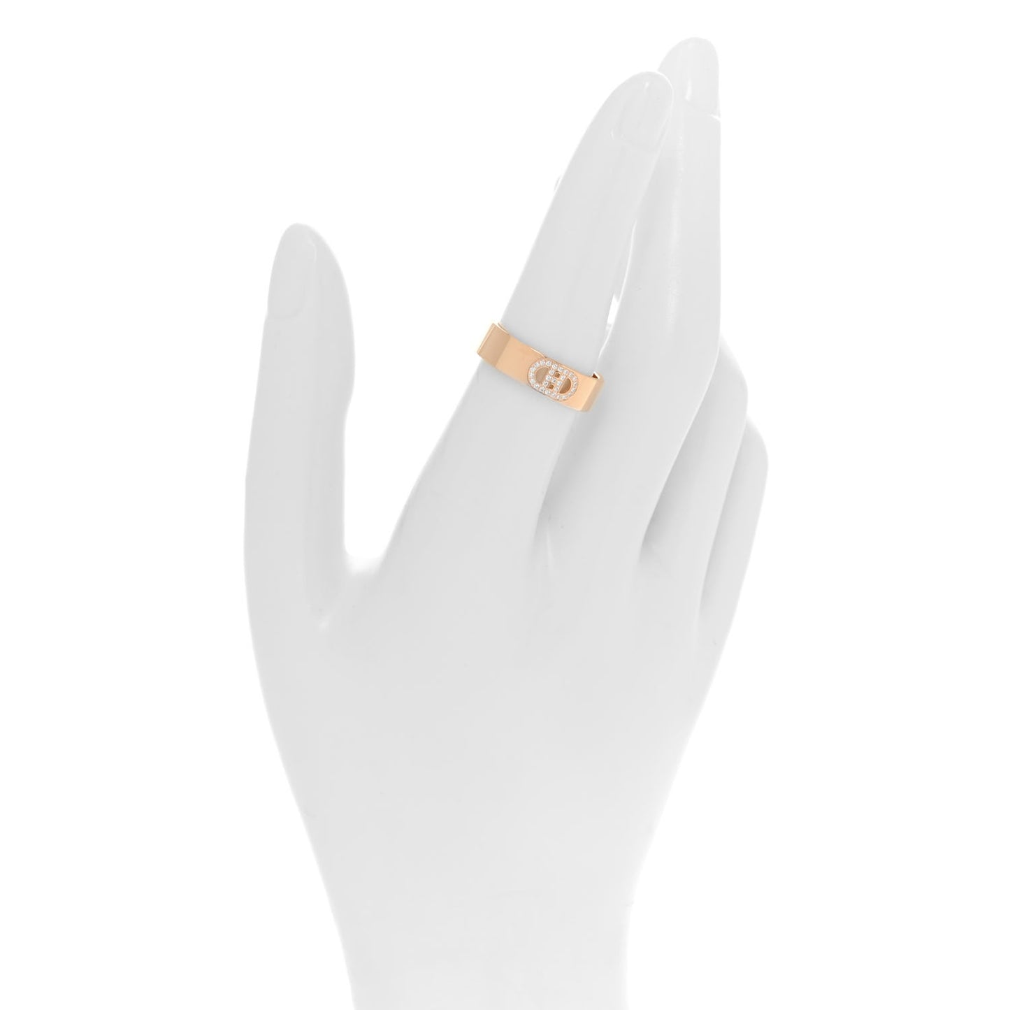 18K Rose Gold Diamond PM H D'Ancre Ring 55 7.25