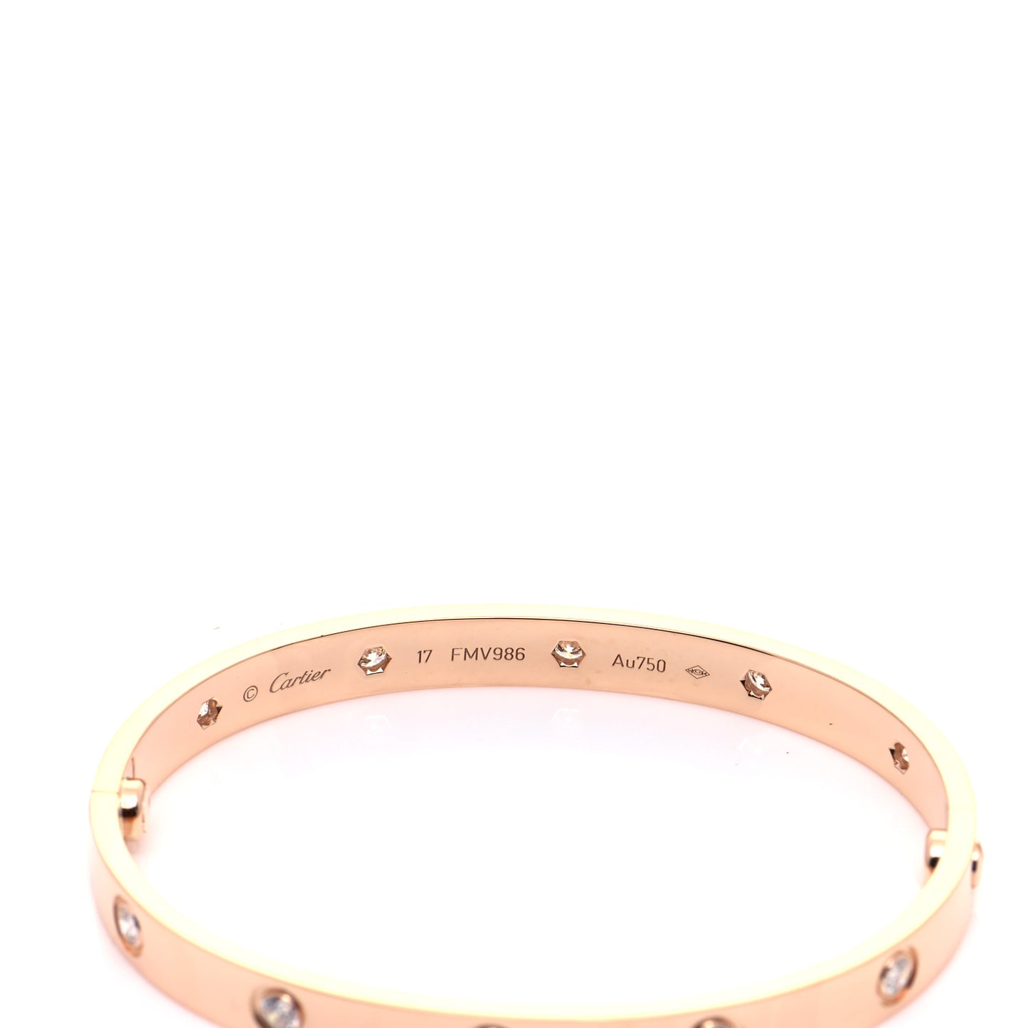 18K Pink Gold 10 Diamond LOVE Bracelet 17