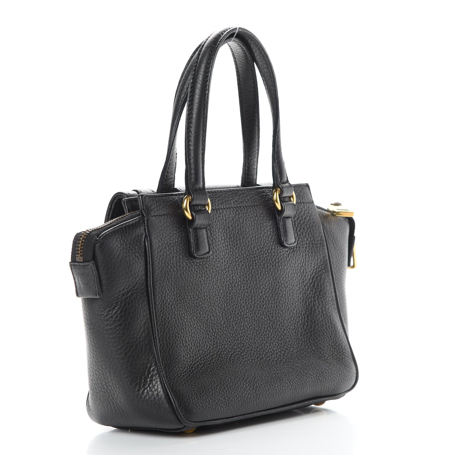 Pebbled Calfskin Small 1973 Top Handle Satchel Black