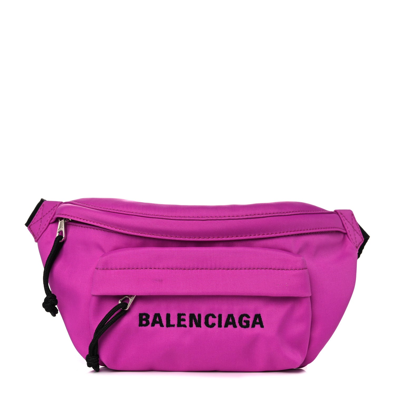 Balenciaga Sport Nylon Logo Embroidered Small Wheel Beltpack Fuchsia Black 1 of 8