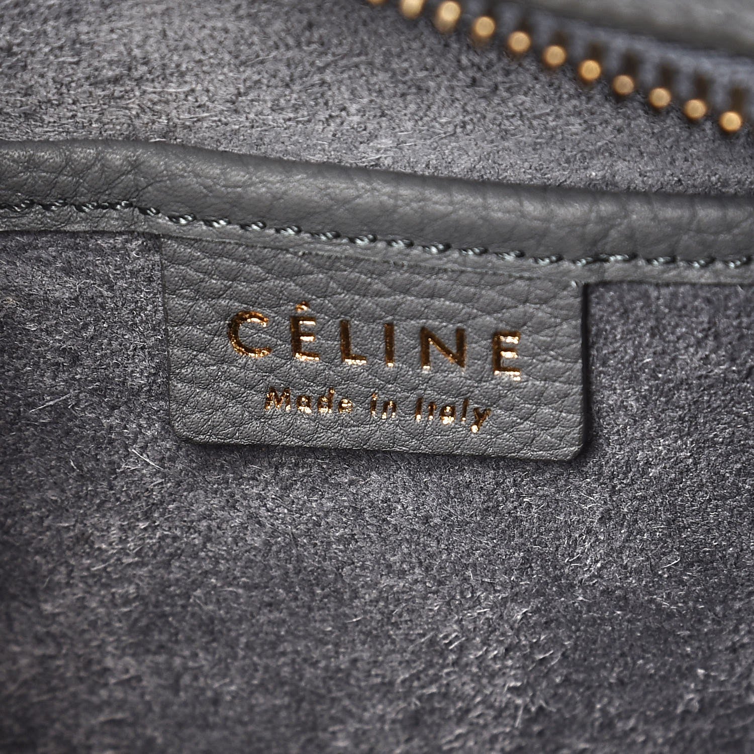 Celine Drummed Calfskin Nano Luggage Kohl 7 of 9