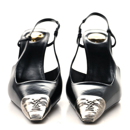 Saint Laurent Smooth Calfskin Jeanne 90 Slingback Pumps 38.5 Black 3 of 10