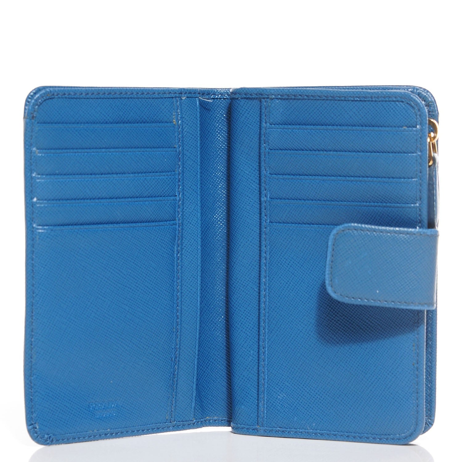 Prada Saffiano Metal Compact Wallet Cobalto 6 of 9