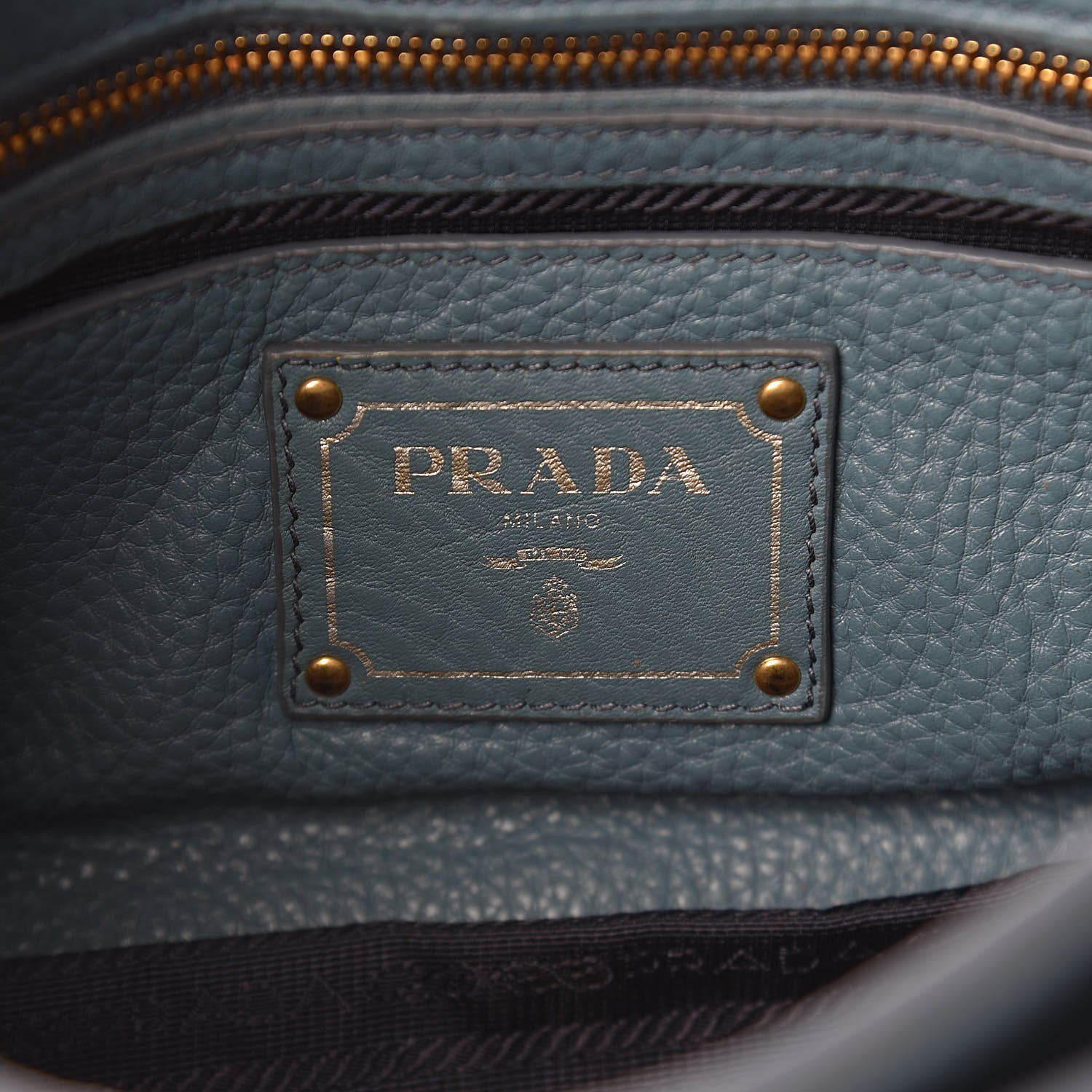 Prada Vitello Daino Push Lock Messenger Bag Marine 6 of 10