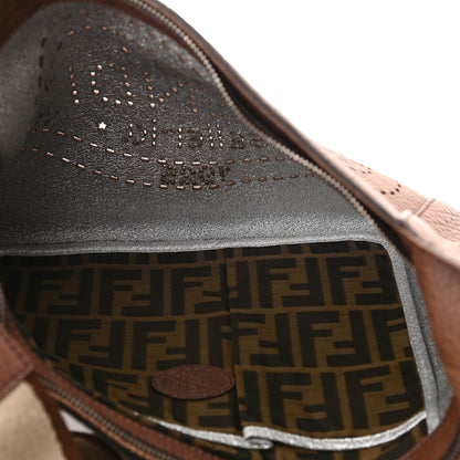 Fendi Calfskin Romano Selleria Logo Shoulder Bag Brown 5 of 13