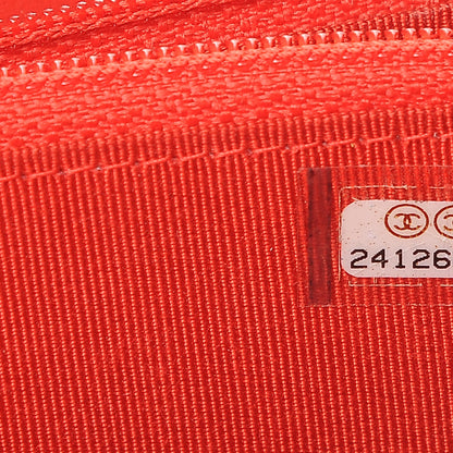 Chanel Caviar Chevron Quilted Small Zip Around Wallet Red 8 of 9