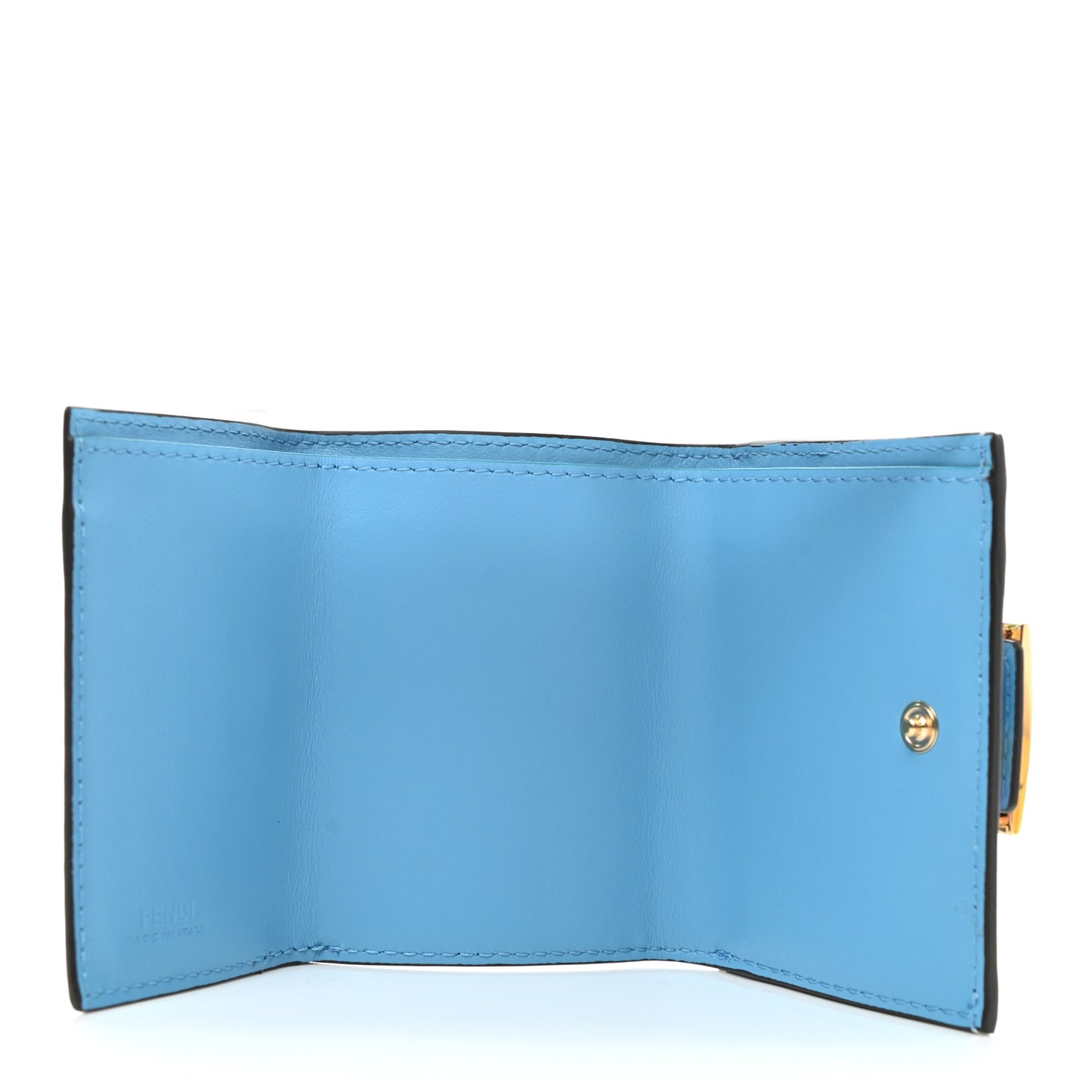 X SARAH COLEMAN Vitello FF Fish Eye Tri-Fold Wallet Multicolor Cyber Blue
