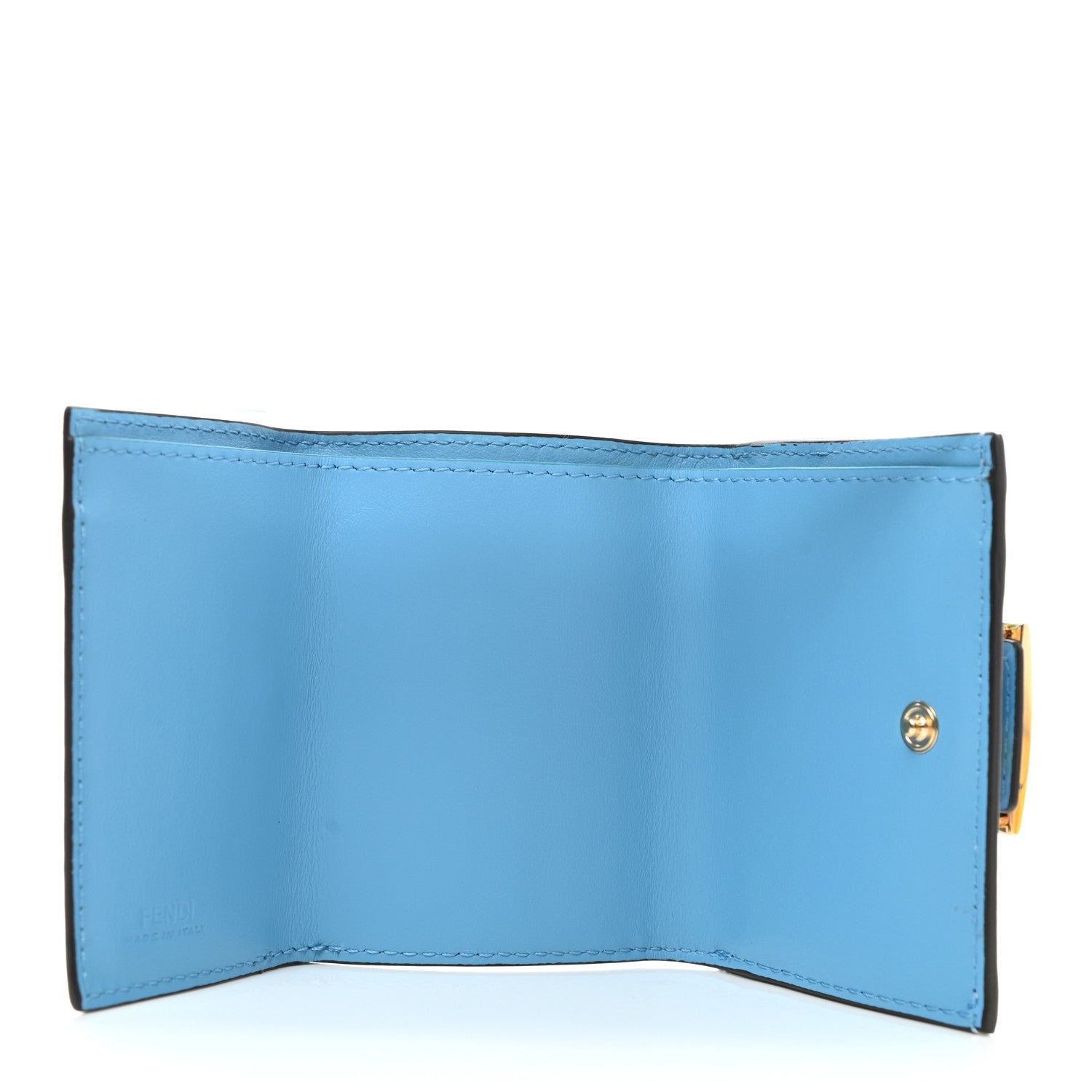 Fendi X SARAH COLEMAN Vitello FF Fish Eye Tri-Fold Wallet Multicolor Cyber Blue 5 of 8