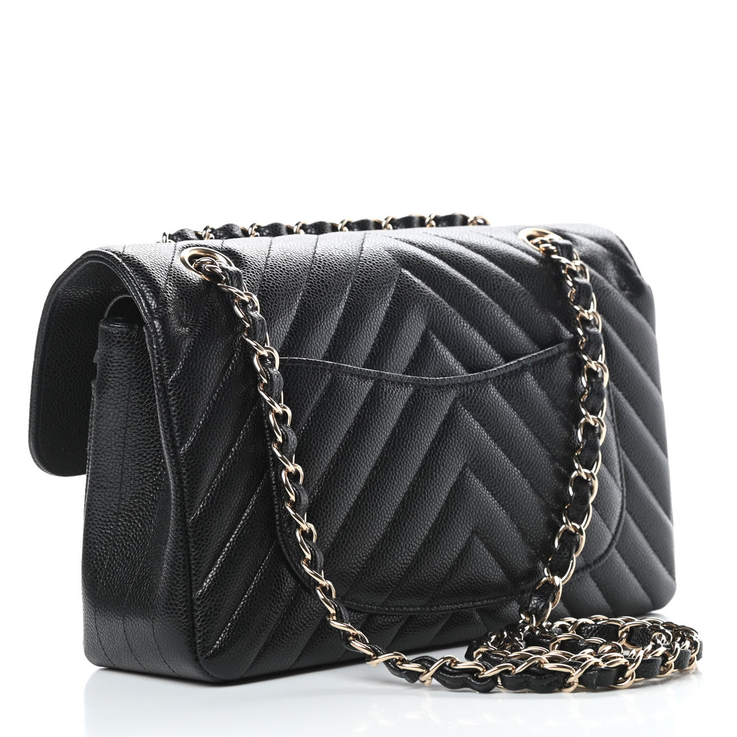 Chanel Caviar Chevron Quilted Small Double Flap Black 3 of 12