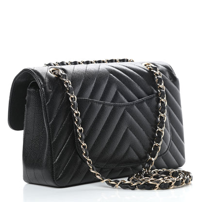 Chanel Caviar Chevron Quilted Small Double Flap Black 3 of 12