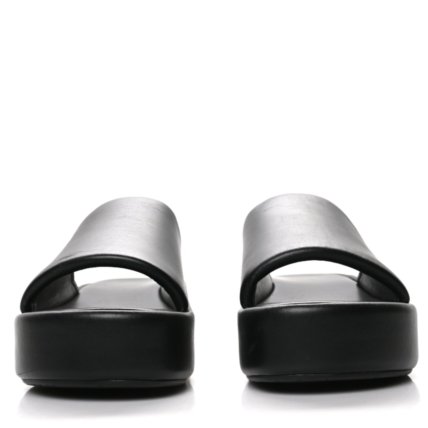 Smooth Nappa Logo Rise Platform Sandals 41 Black White