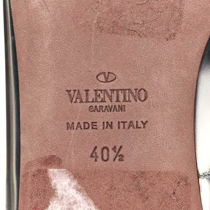 Valentino Garavani Patent Tan-Go Ballerina Flats 40.5 Silver 7 of 11