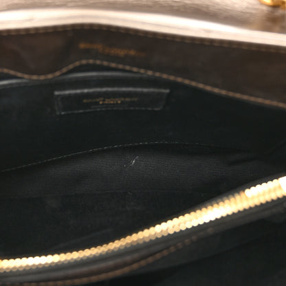 Saint Laurent Metallic Calfskin Y Quilted Monogram Small Loulou Chain Satchel Pewter 7 of 12