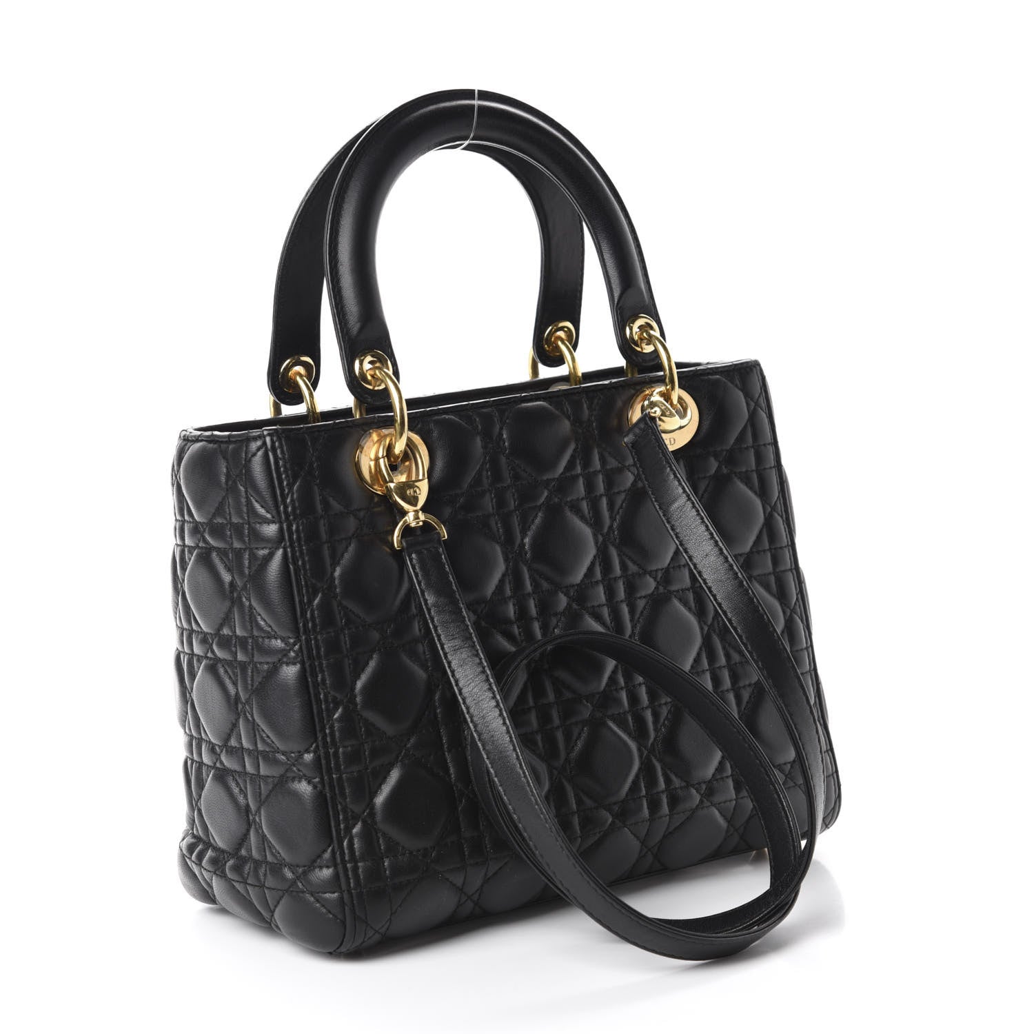 Christian Dior Lambskin Cannage Medium Lady Dior Black 3 of 12