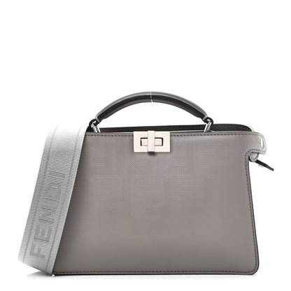 Fendi Calfskin Striped Texture FF Peekaboo I See U X Cross Satchel Moon Argilla 1 of 10
