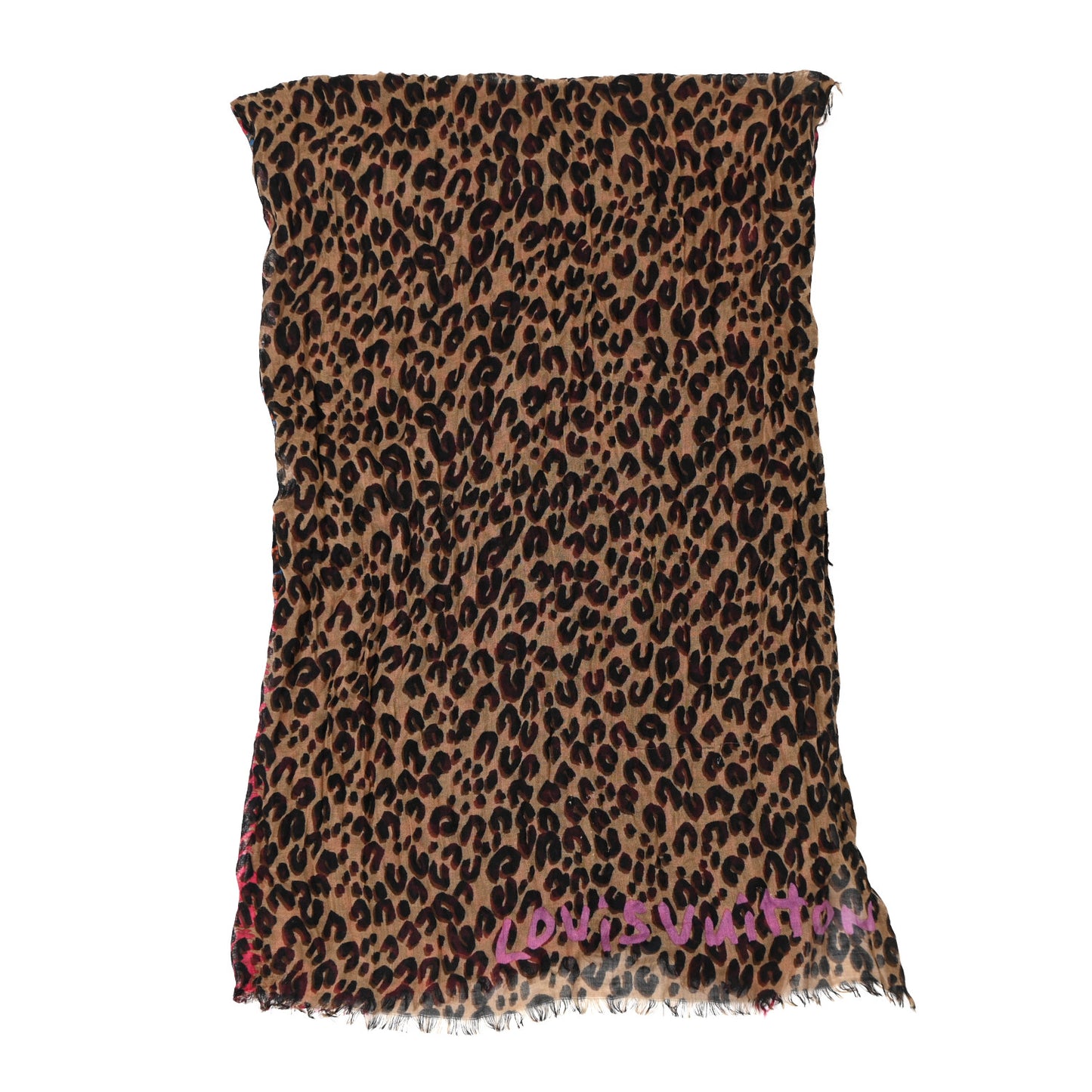 Cashmere Silk Leopard Etole Stole Marron Multicolor