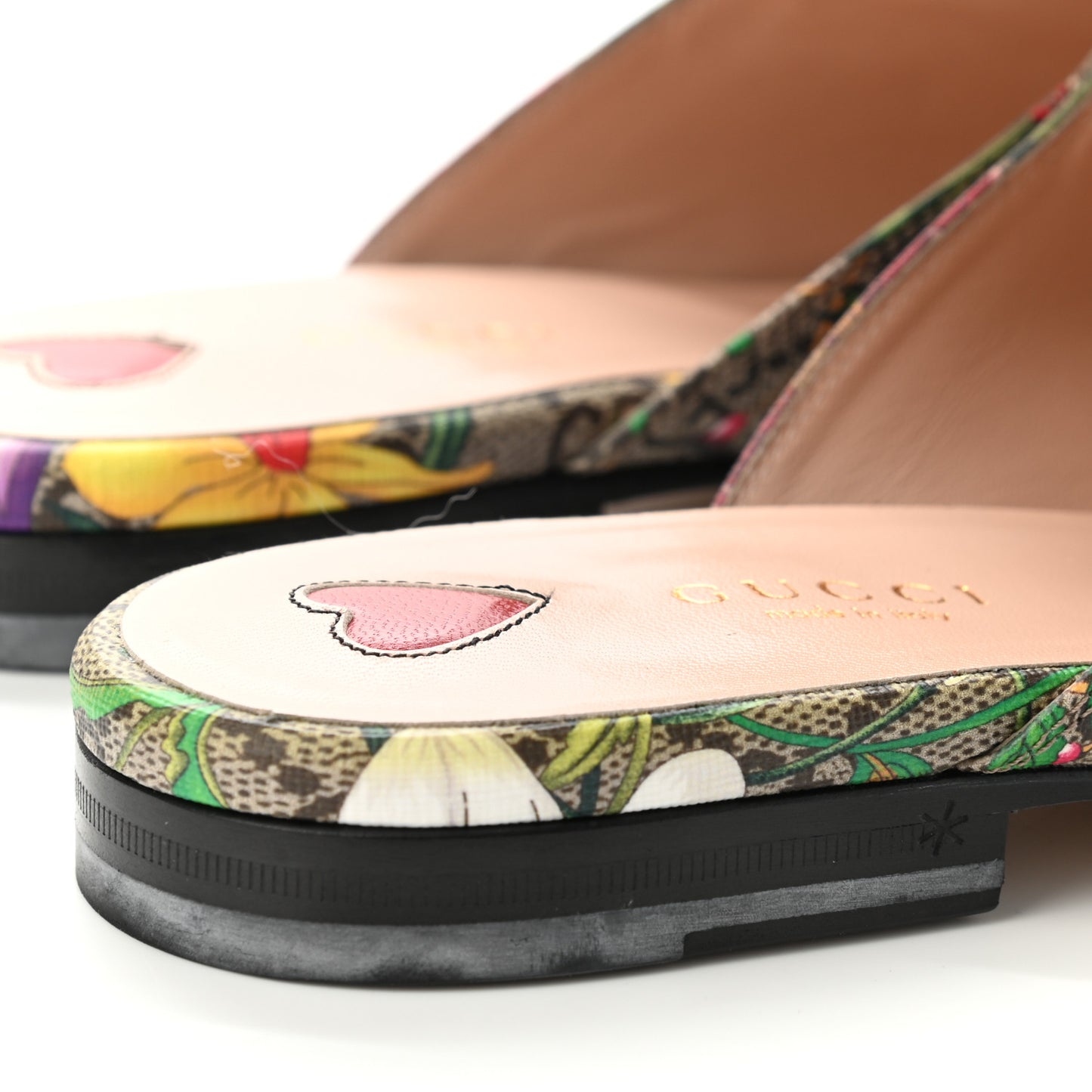GG Supreme Monogram Flora Womens Princetown Slippers 39.5 Beige Ebony Multicolor Rosso