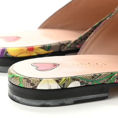 Gucci GG Supreme Monogram Flora Womens Princetown Slippers 39.5 Beige Ebony Multicolor Rosso 9 of 11