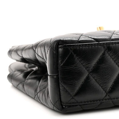 Chanel Shiny Aged Calfskin Quilted Nano Kelly Shopper Black 9 of 10