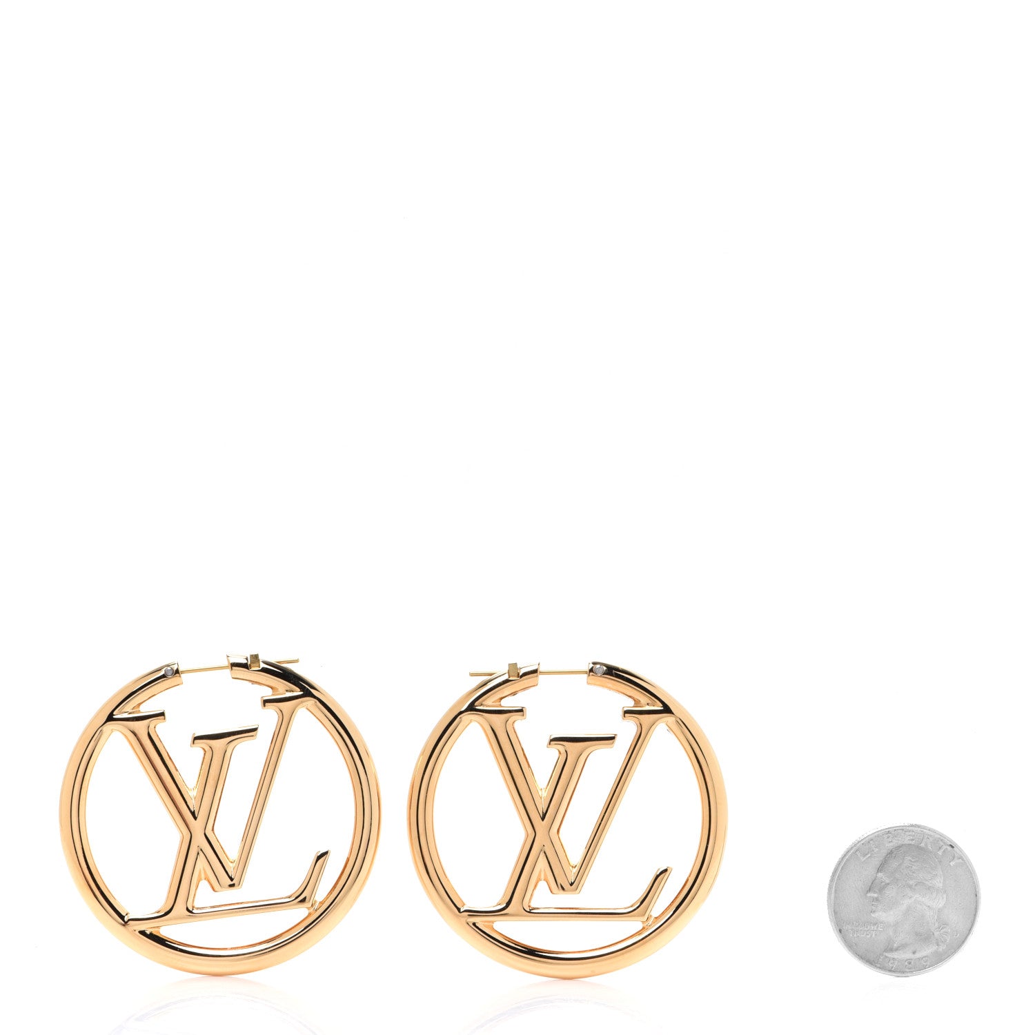Louis Vuitton Metal Louise Hoop Earrings Gold 2 of 5