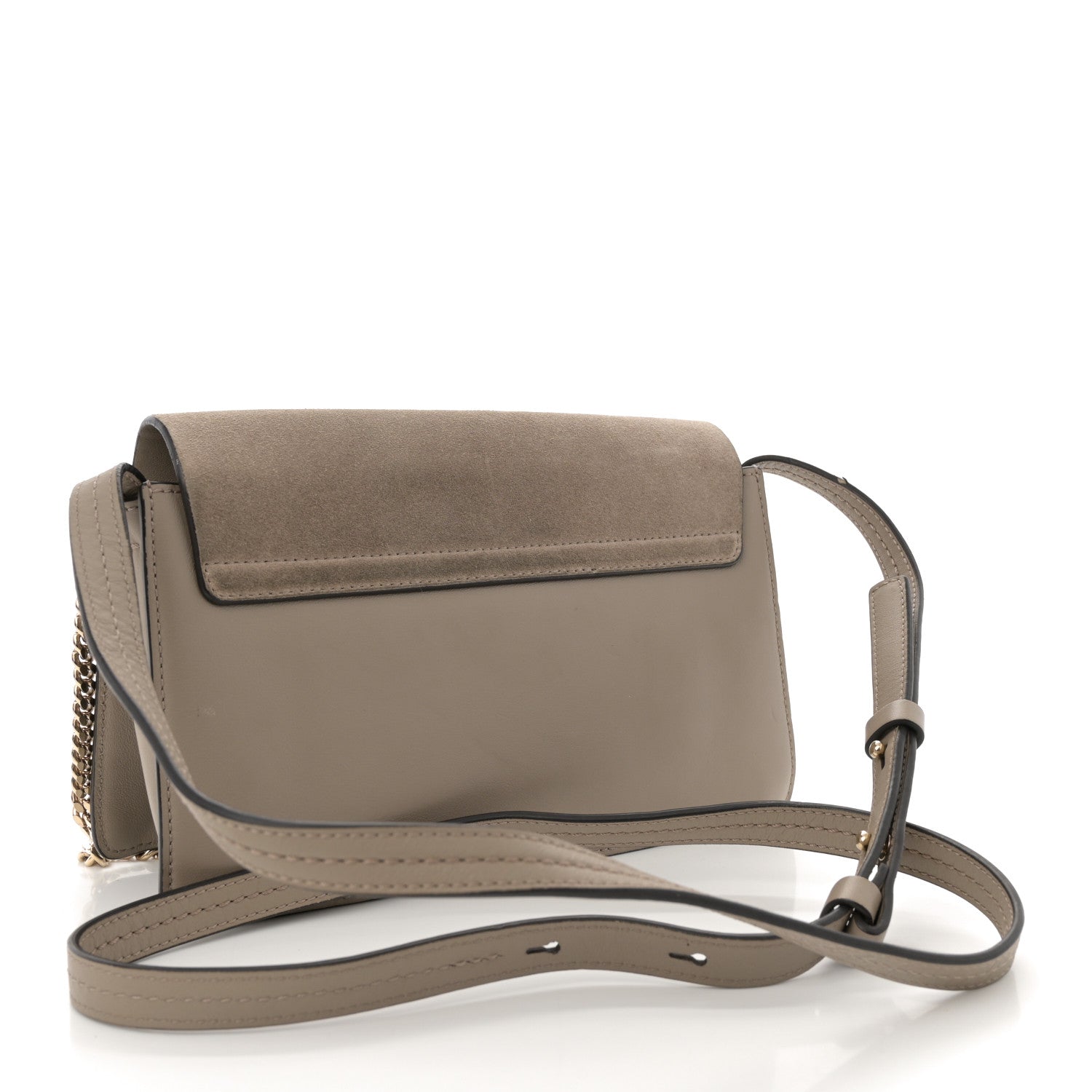 Chloe Suede Calfskin Small Faye Shoulder Bag Motty Grey 1744641
