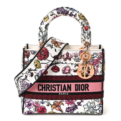 Christian Dior Canvas Florilegio Embroidered Medium Lady D-Lite White Multicolor 1 of 10
