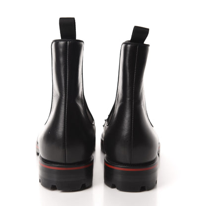 Christian Louboutin Calfskin Mens Melon Spikes Flat Chelsea Boots 46 Black 5 of 8