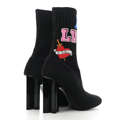 Louis Vuitton Stretch Fabric LV Black Heart Sock Ankle Boots 37.5 Black 4 of 8