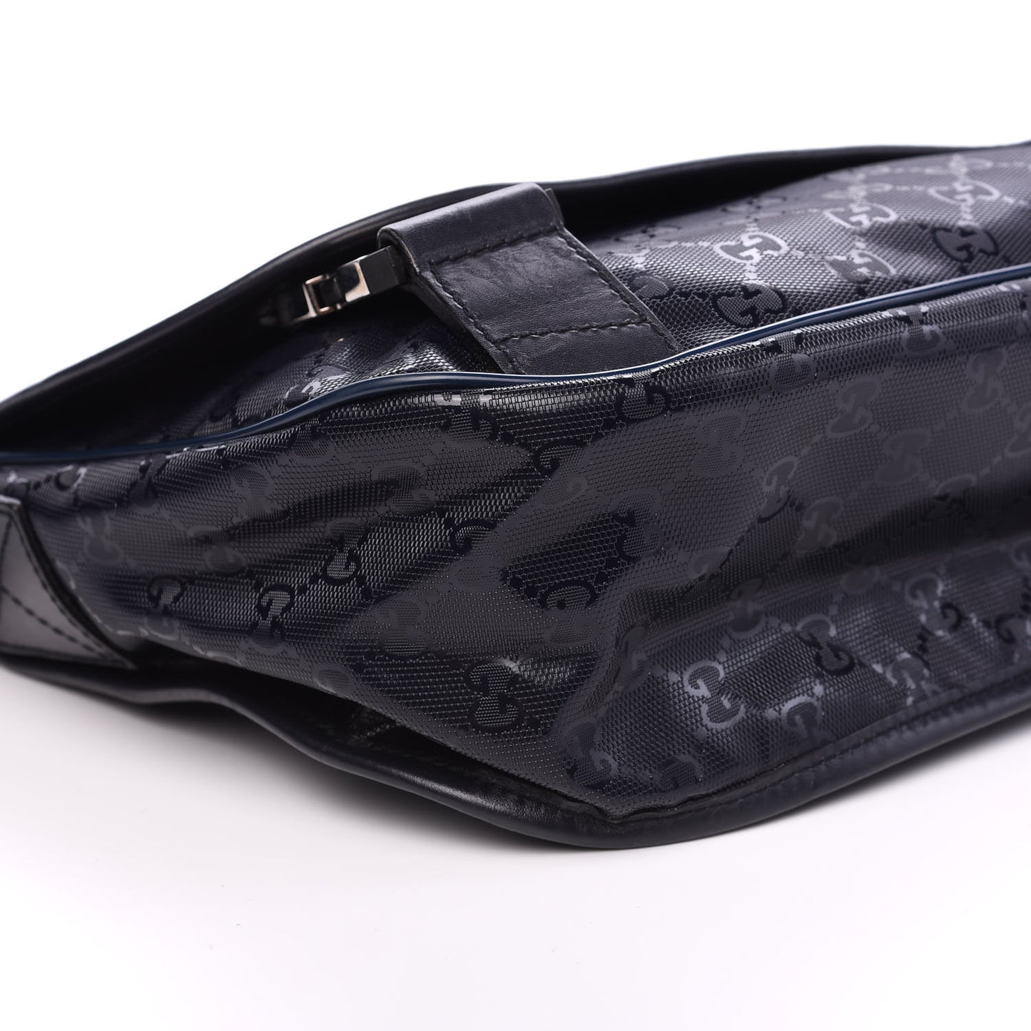 Imprime Monogram Medium Double Buckle Flap Messenger Bag Navy