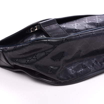Gucci Imprime Monogram Medium Double Buckle Flap Messenger Bag Navy 7 of 9