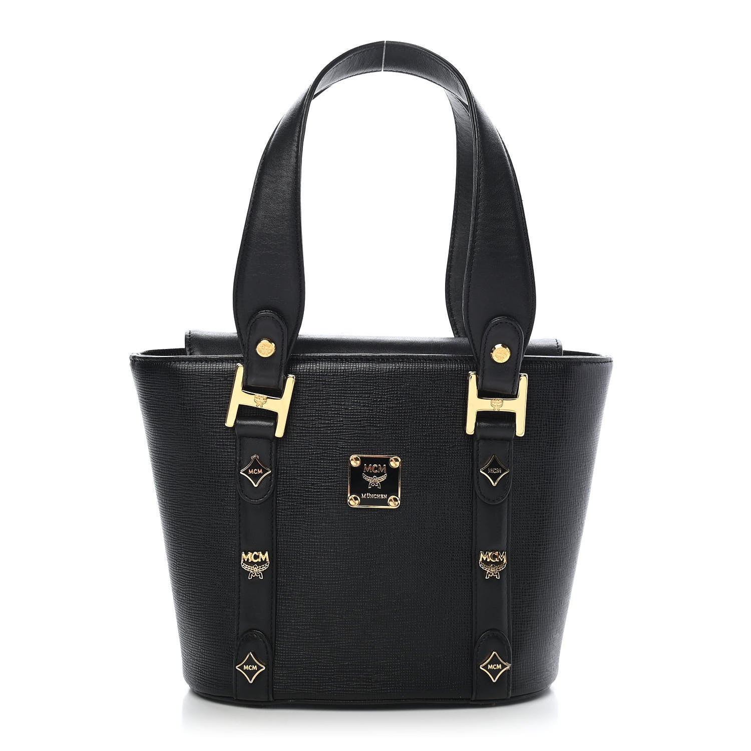 MCM Saffiano Studded Shopping Tote Black 2 of 36