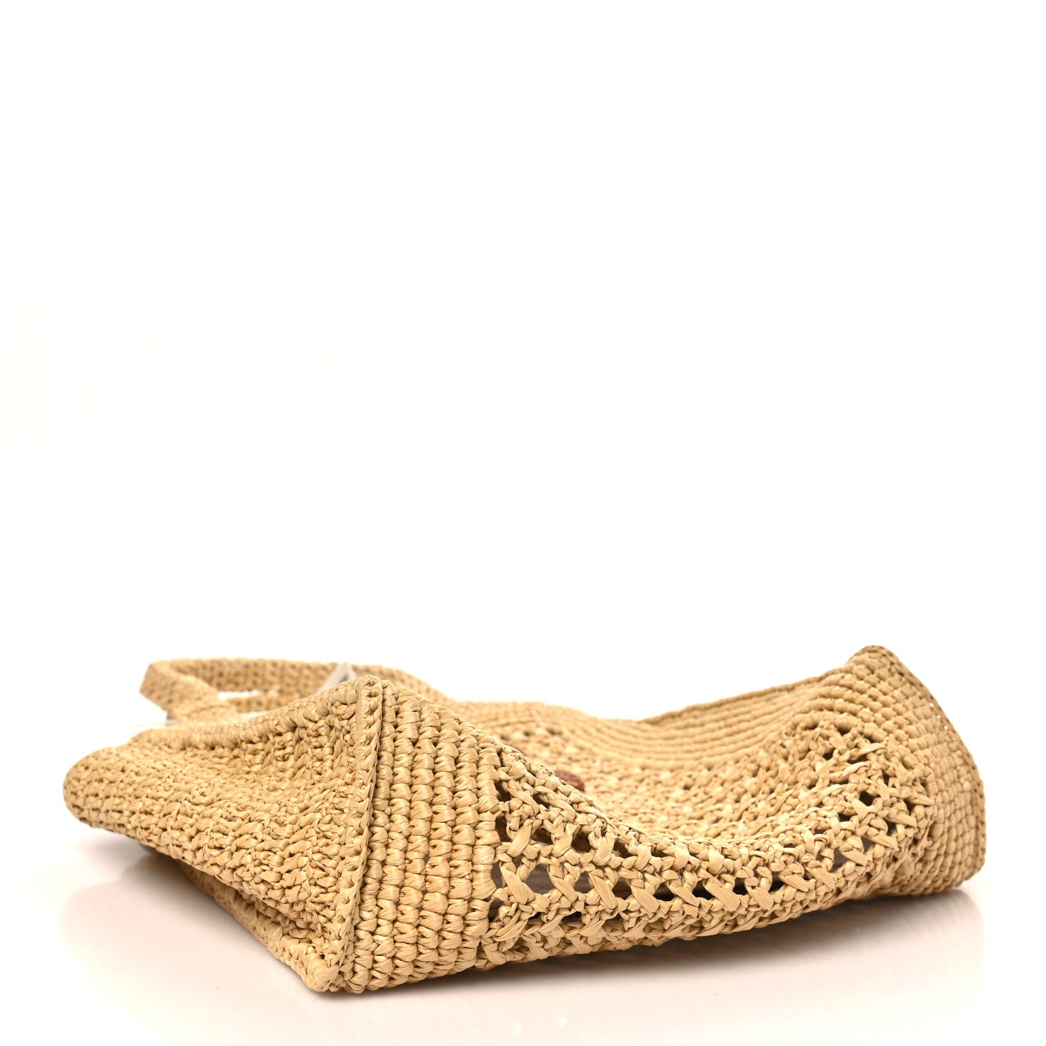 Miu Miu Raffia Crochet Woven Tote Bag Beige 4 of 10
