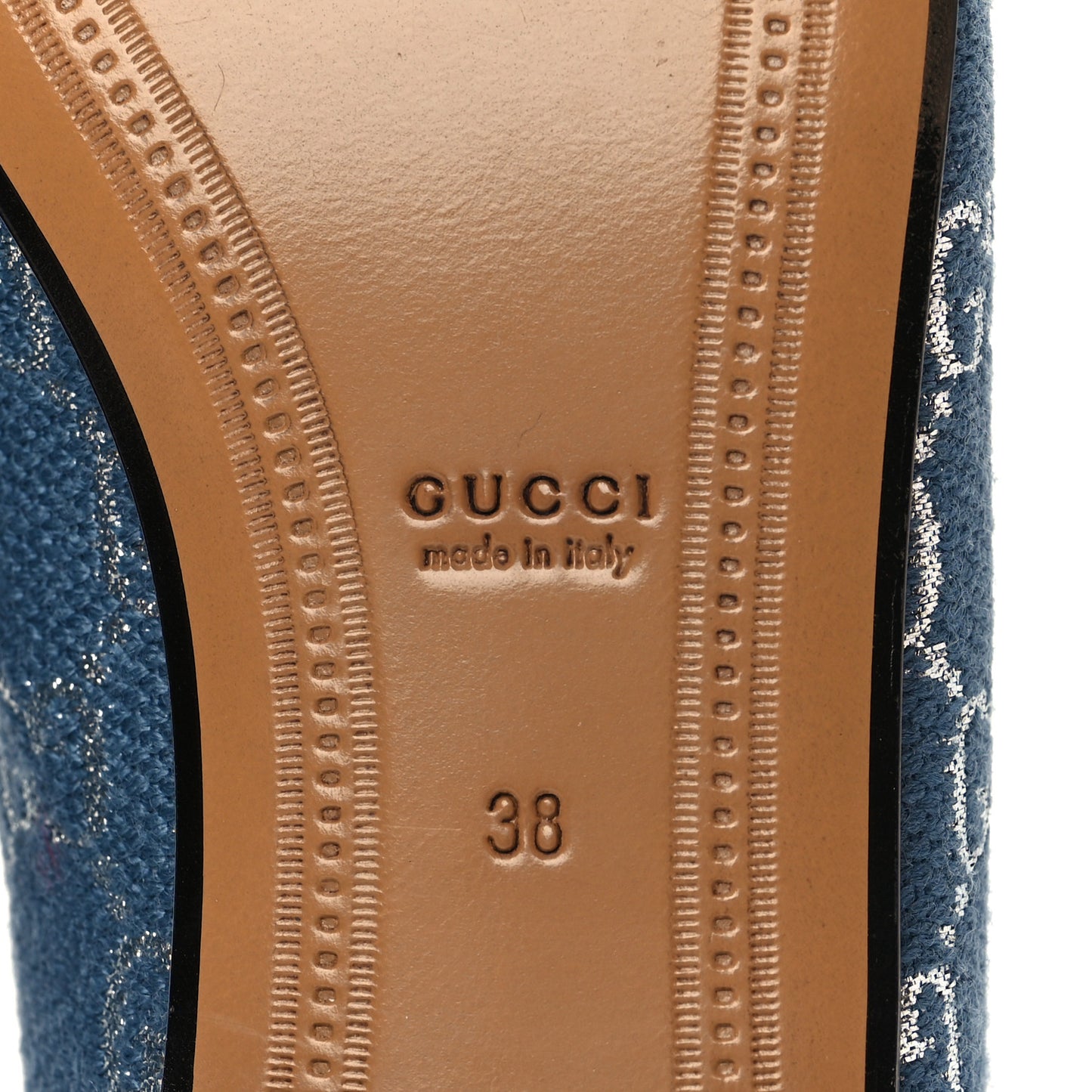 Canvas Lame GG Monogram Horsebit Womens Jordaan Loafers 38 Blue Silver Cornflower Blue