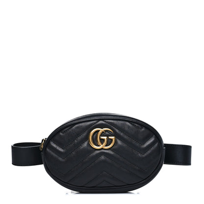Gucci Calfskin Matelasse GG Marmont Belt Bag 95 38 Black 1 of 10