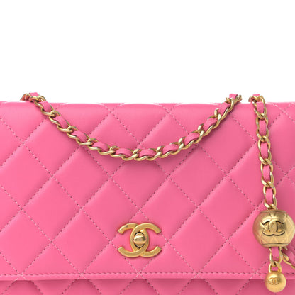 Chanel Lambskin Quilted CC Pearl Crush Wallet on Chain WOC Pink 9 of 13