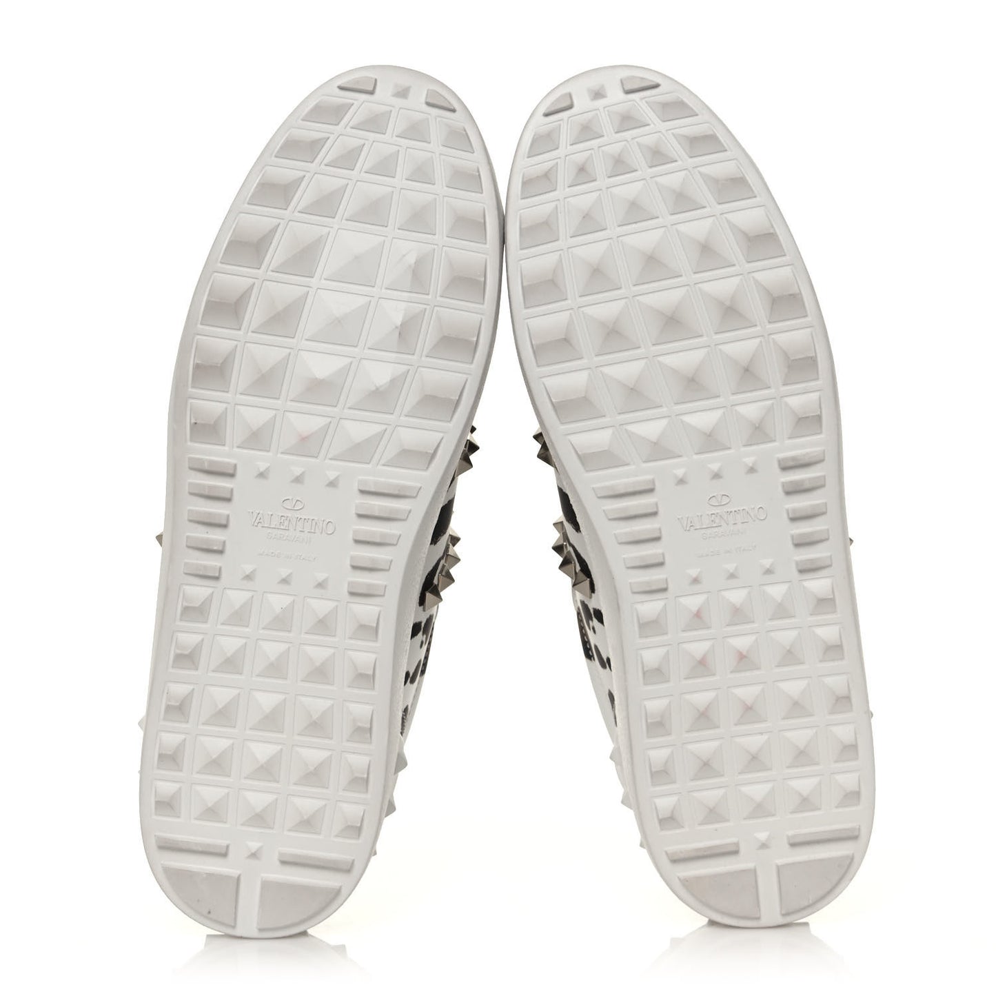 Calfskin Leopard Print Rockstud Untitled Open Sneakers 40 White
