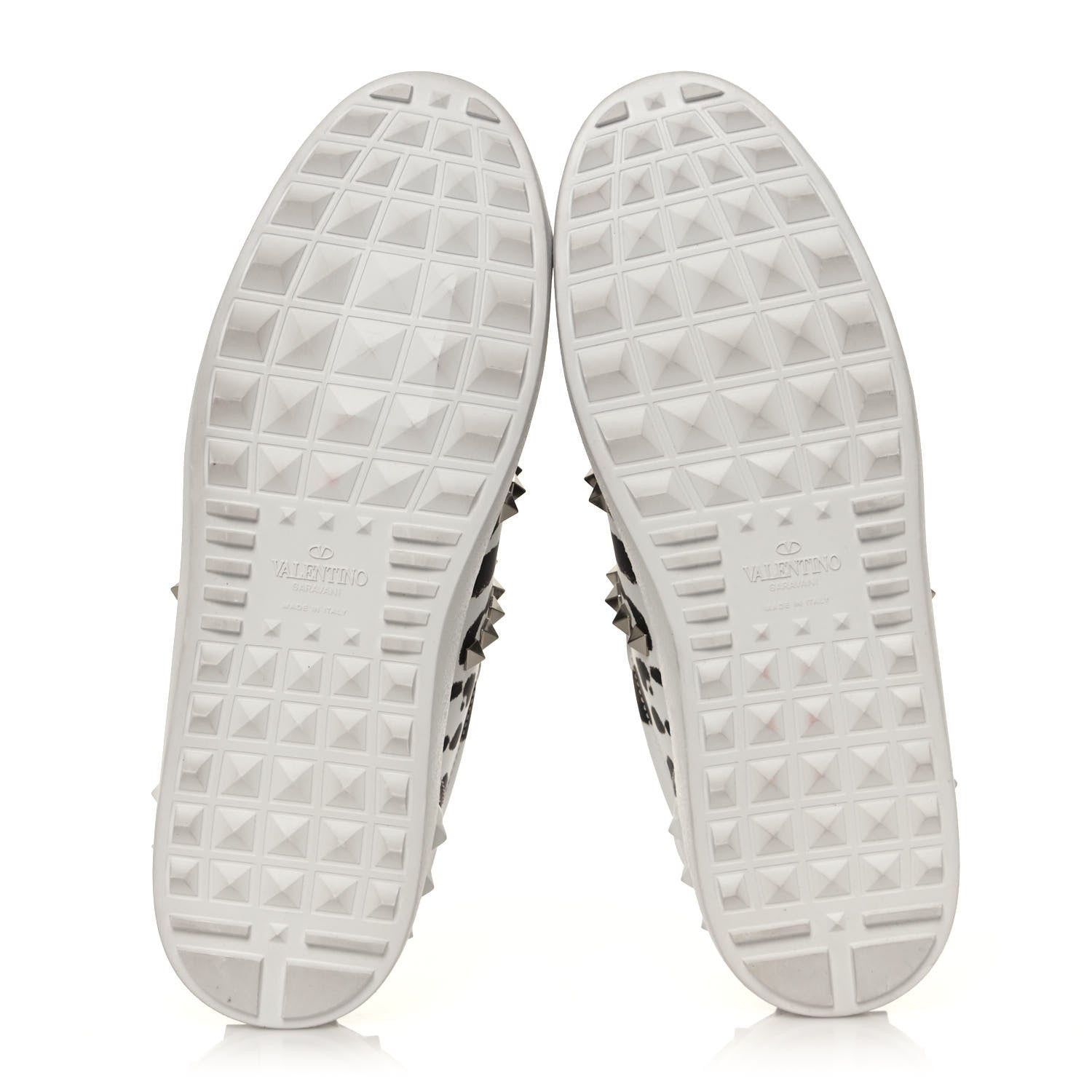 Valentino Garavani Calfskin Leopard Print Rockstud Untitled Open Sneakers 40 White 5 of 8