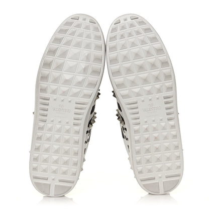 Valentino Garavani Calfskin Leopard Print Rockstud Untitled Open Sneakers 40 White 5 of 8