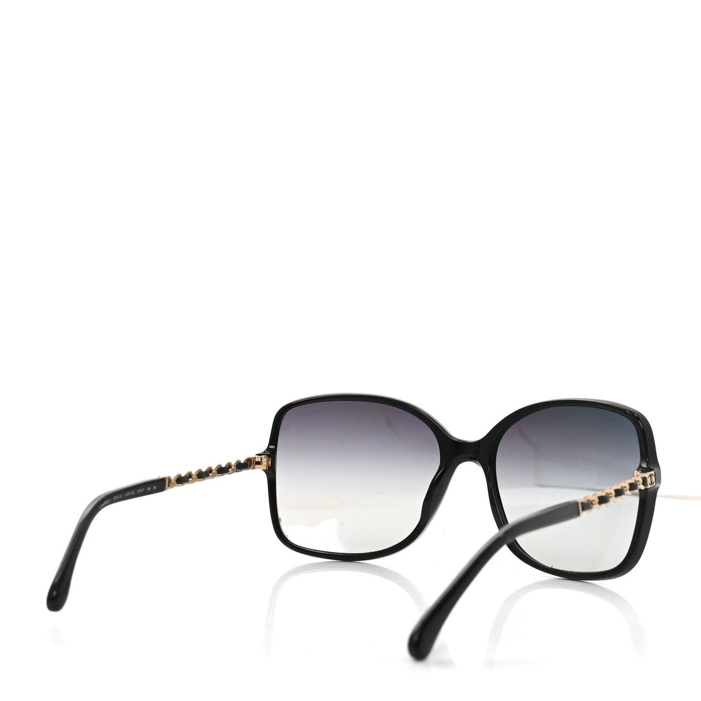 Lambskin Square Chain Sunglasses 5210-Q Black