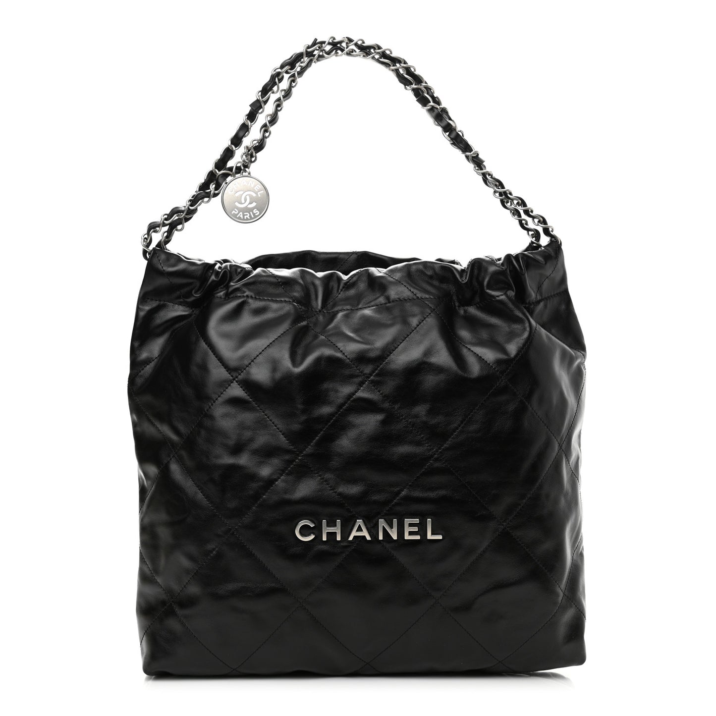 Shiny Calfskin Quilted Chanel 22 Black