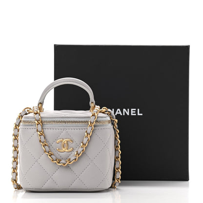 Chanel Lambskin Quilted Top Handle Mini Vanity Case With Chain Grey 12 of 12